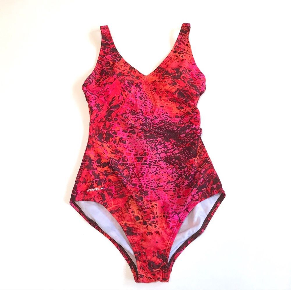 Speedo Power Flex Animal Print One Piece Bathing Suit Sz 10